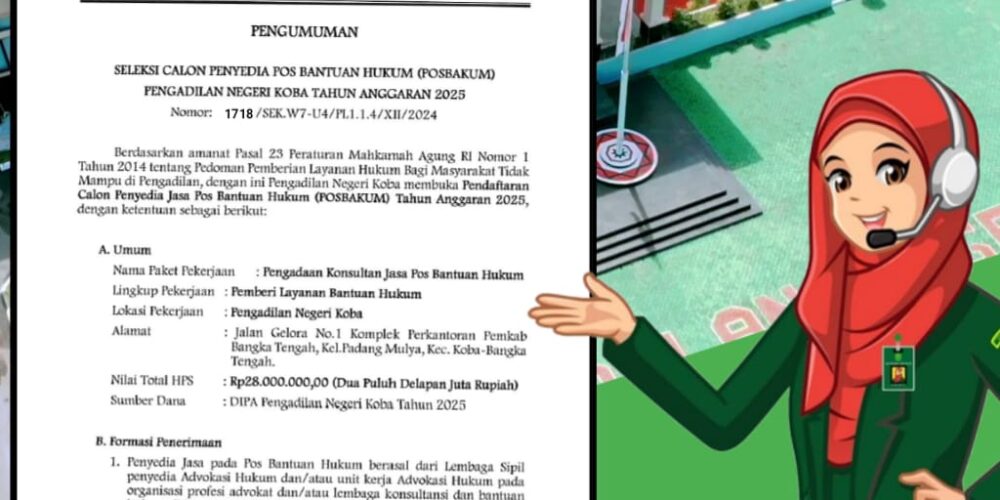 Pengumuman Seleksi Calon Penyedia Jasa Pos Bantuan Hukum Posbakum